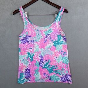 Lilly Pulitzer Tank Top Multi Seaside Carnival Knit PJ Sleepwear Small